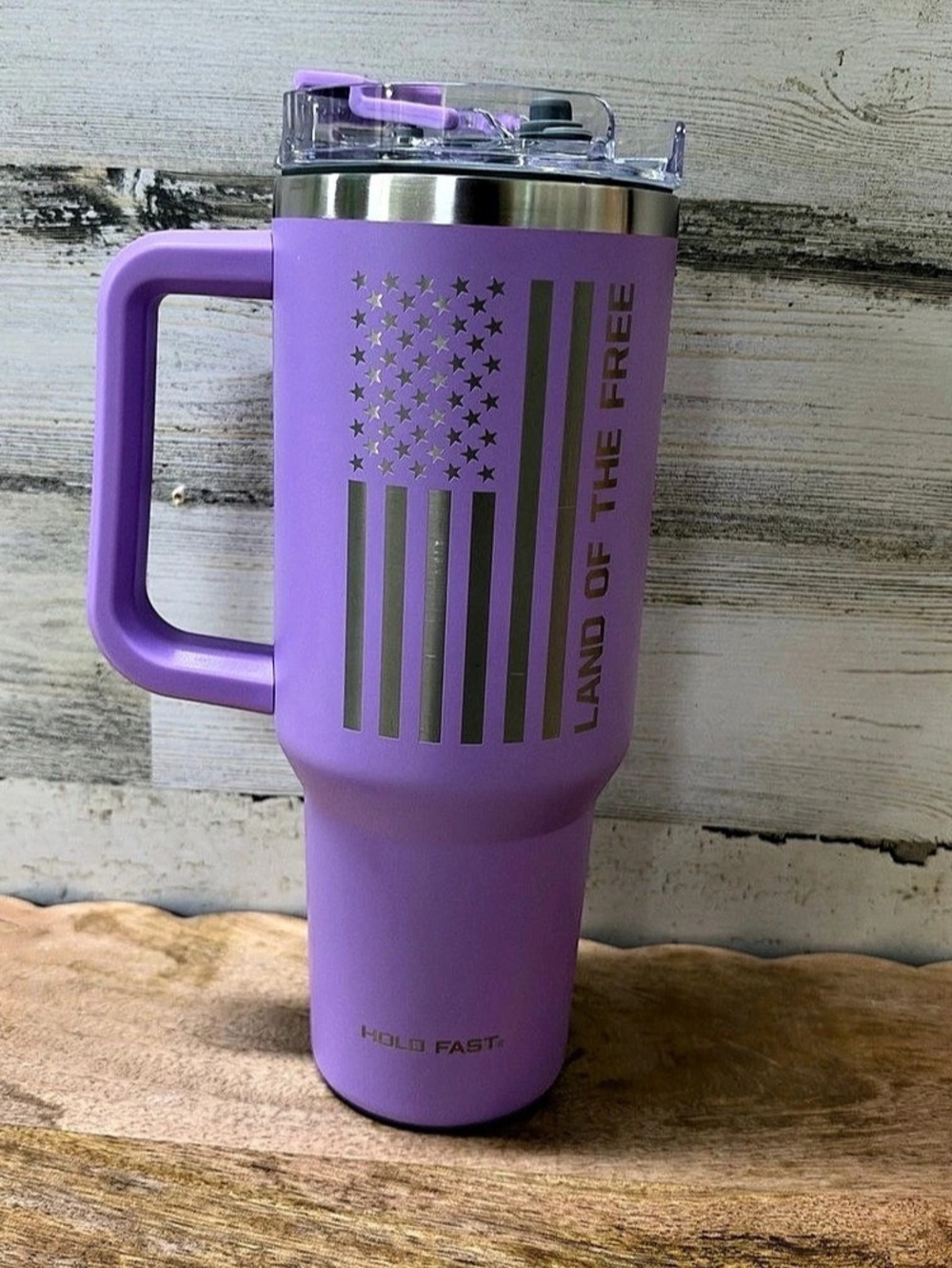 HOLD FAST Land of the Free 40 oz Tumbler with Straw, Violet Purple